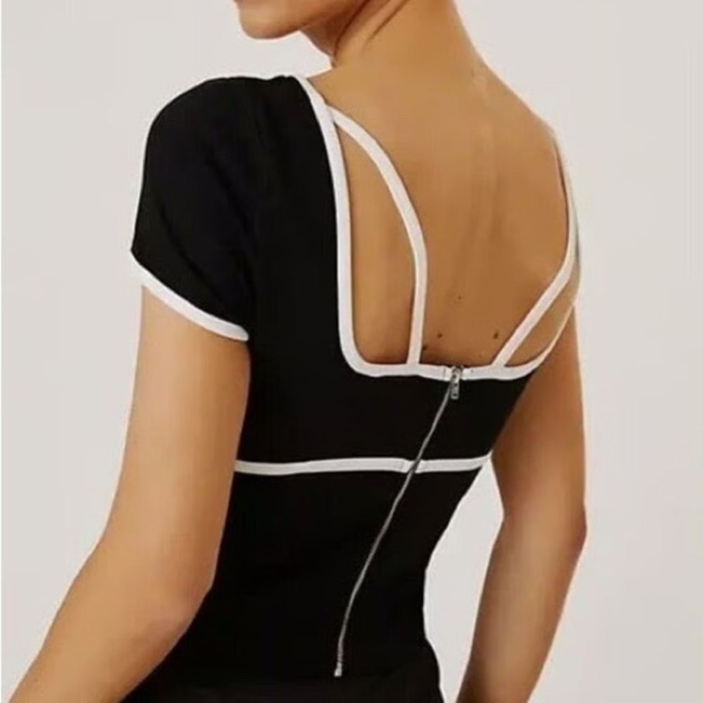 Anthropologie Maeve Ponte Top in Black and White - Picture 3 of 5